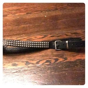 Studded black leather belt